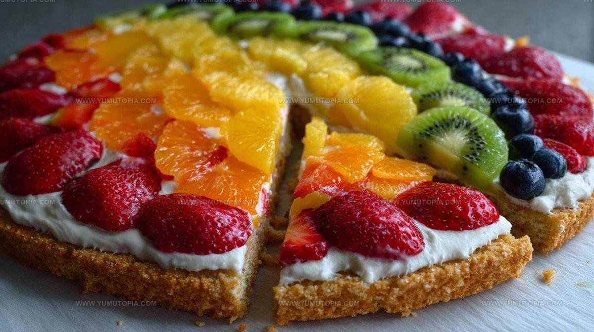 Rainbow Fruit Pizza Sugar Cookie Crust Recipe