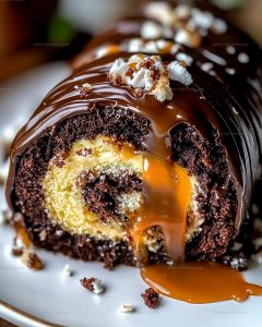 Chocolate Caramel Turtle Cake Roll Recipe