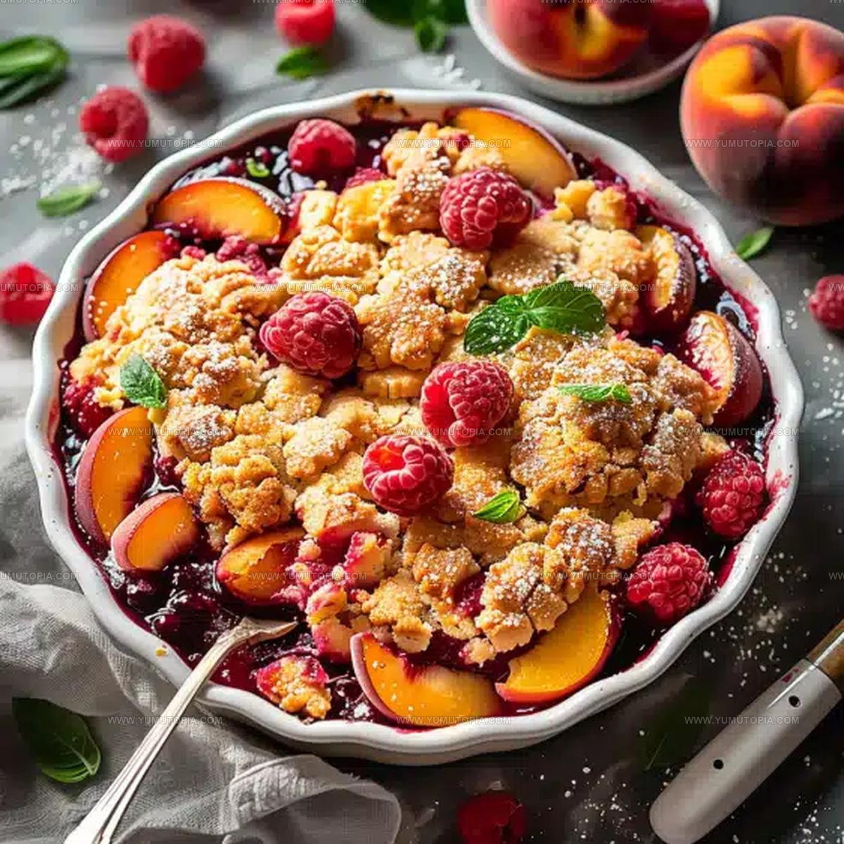 Berry-Blended Peach Raspberry Cobbler Recipe