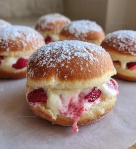 Strawberry Cheesecake Filled Donuts Recipe