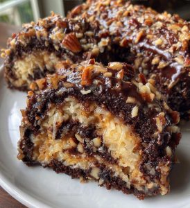Coconut-Pecan German Chocolate Roll Cake Recipe