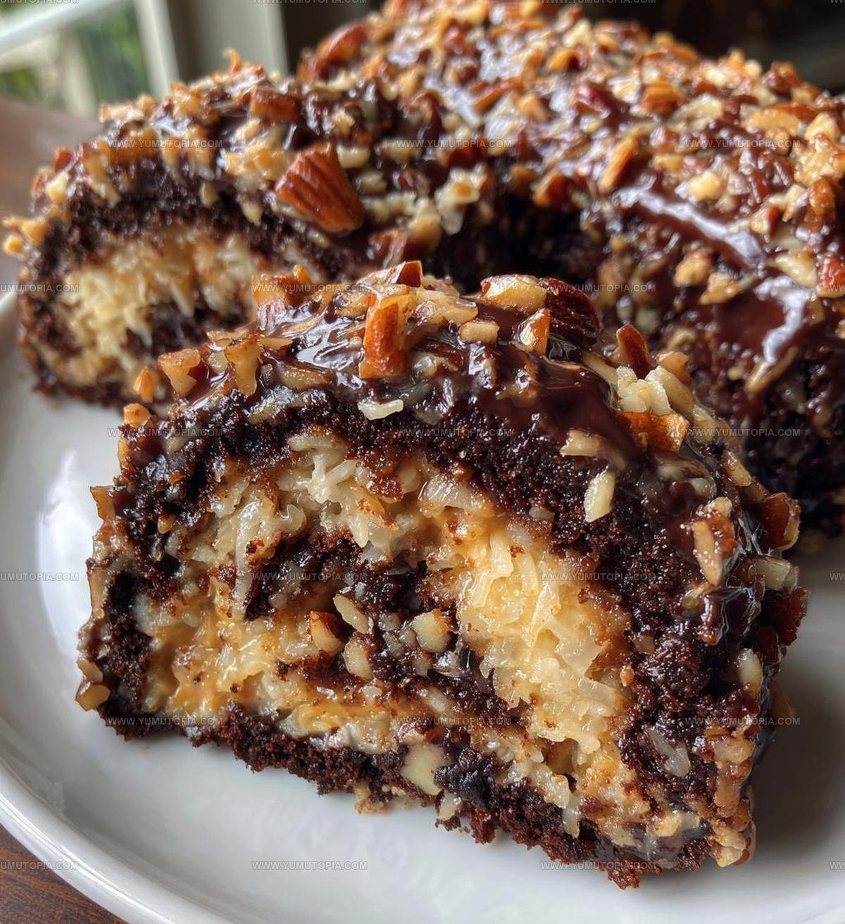 Coconut-Pecan German Chocolate Roll Cake Recipe