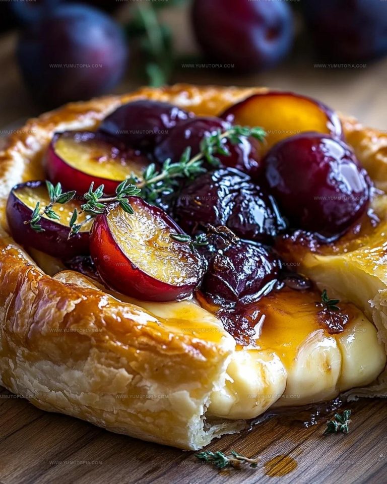 Baked Brie In Puff Pastry With Roasted Plums And Thyme Recipe