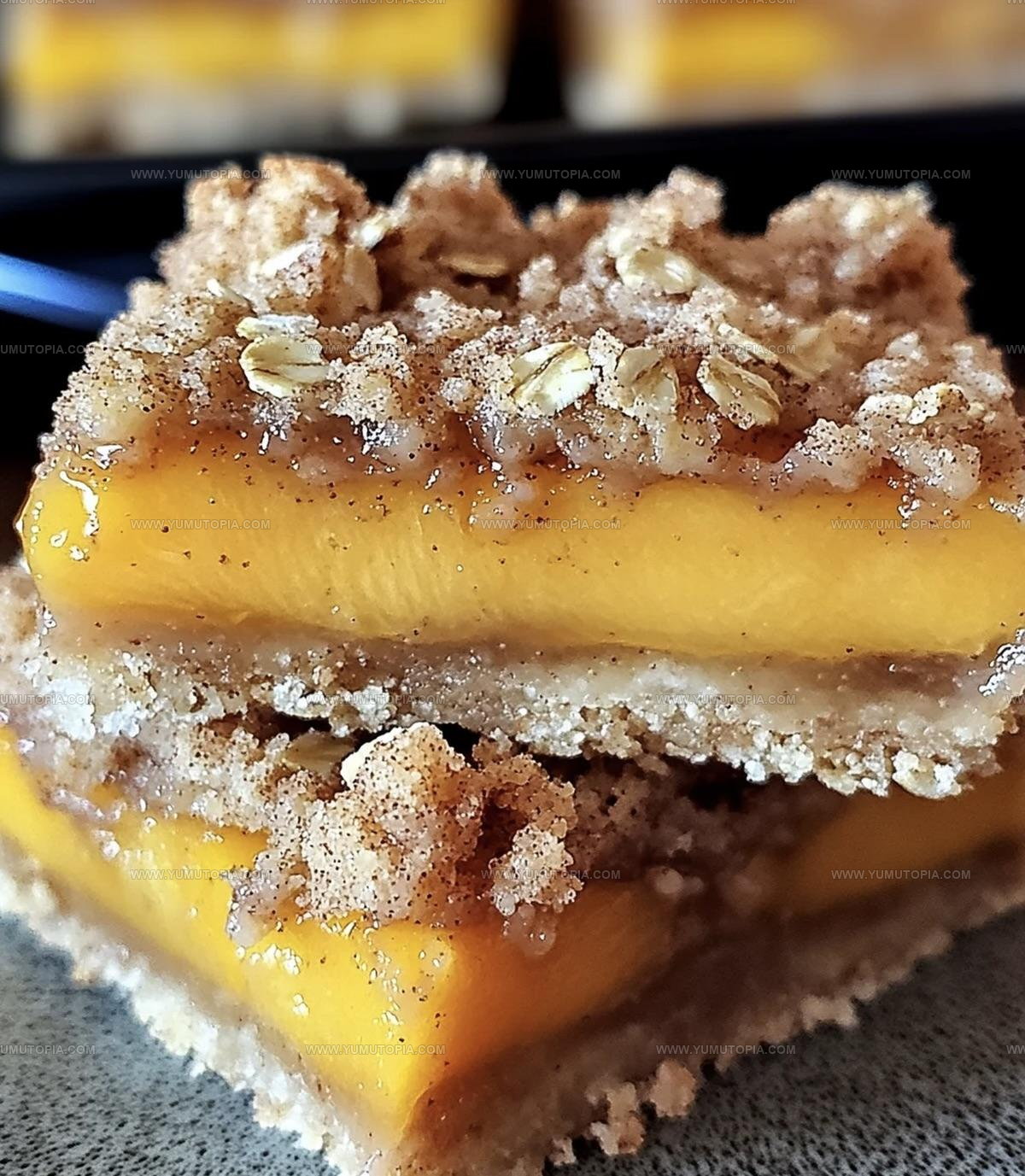 Cinnamon Peach Crumble Bars Recipe