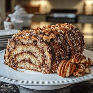 Rolled German Chocolate Coconut Pecan Cake Recipe