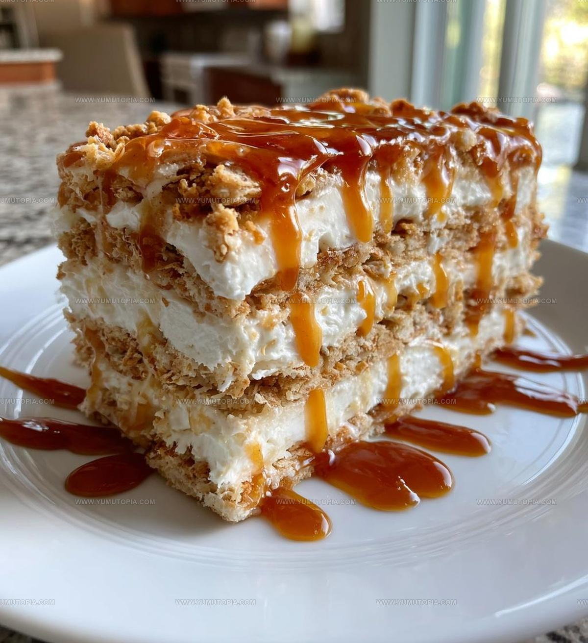 No-Bake Ritz Cracker Salted Caramel Icebox Cake Recipe