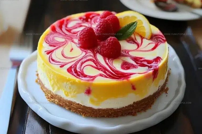 Zesty Lemon Raspberry Swirl Cheesecake Recipe