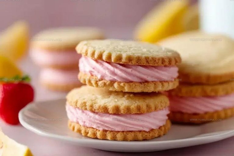 Lemon Sandwich Cookies with Strawberry Frosting Recipe