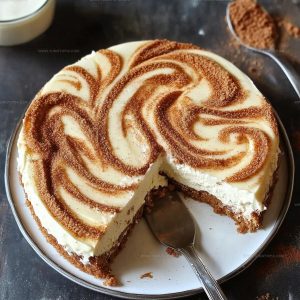 Swirl Filled Cinnamon Roll Cheesecake Recipe
