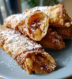 Crispy Peach Cobbler Egg Rolls Recipe