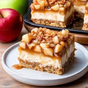Streusel-Topped Caramel Apple Cheesecake Bars Recipe