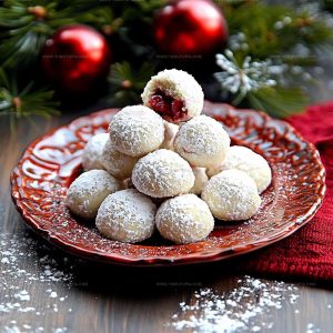 Raspberry Filled Almond Snowball Cookies Recipe