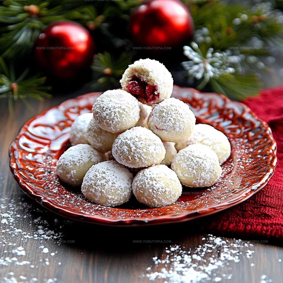 Raspberry Filled Almond Snowball Cookies Recipe