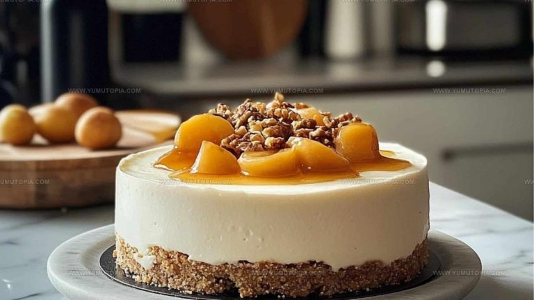 No Bake Caramelized Peach Cheesecake Recipe