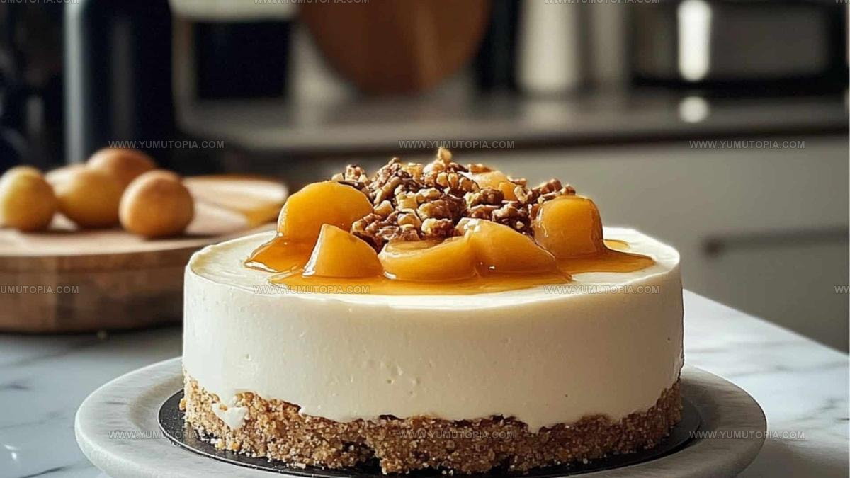 No Bake Caramelized Peach Cheesecake Recipe