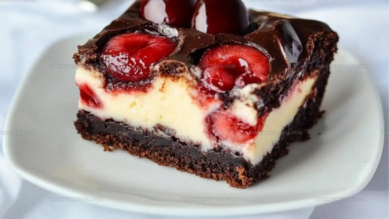 Cherry Chocolate Brownie Cheesecake Bars Recipe