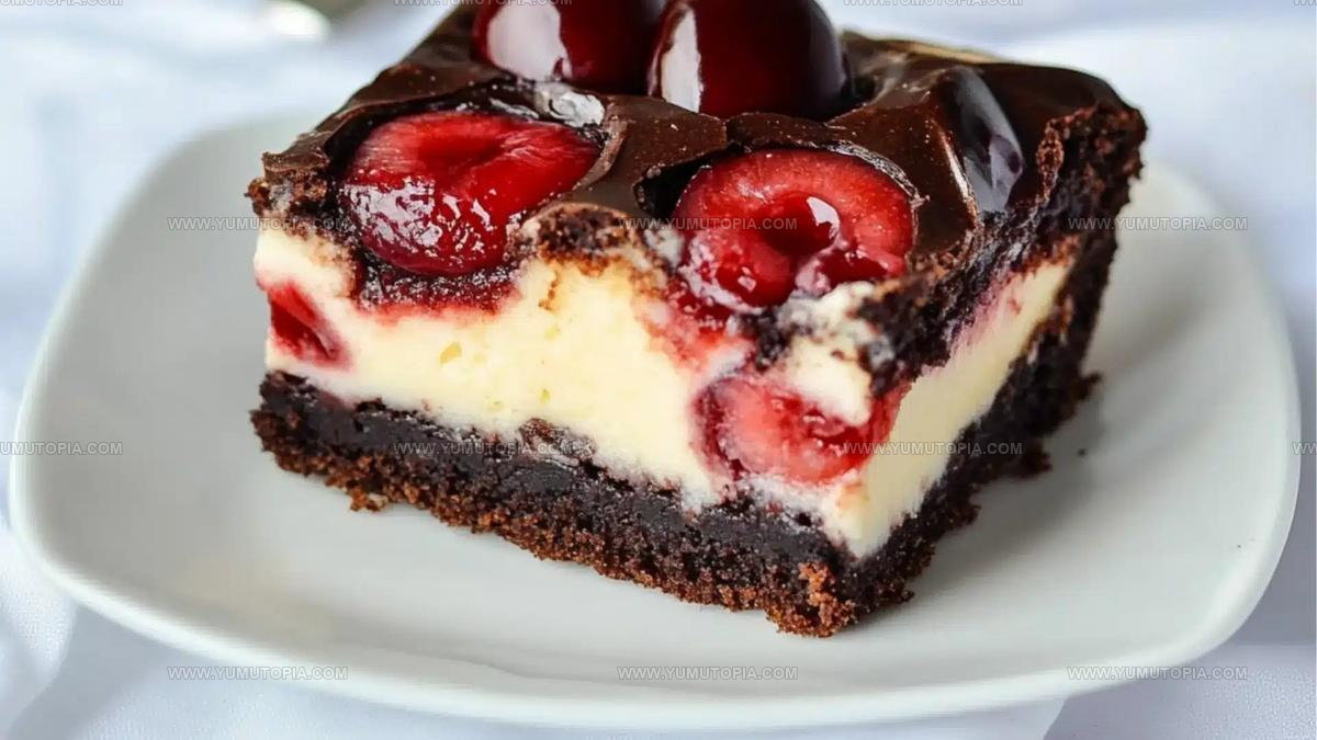 Cherry Chocolate Brownie Cheesecake Bars Recipe
