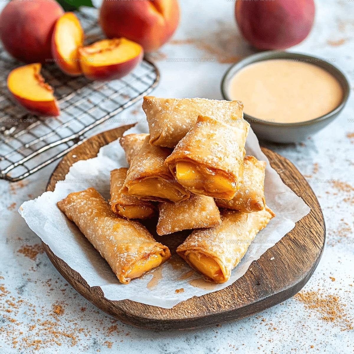 Crispy Wrapped Peach Cobbler Egg Rolls Recipe