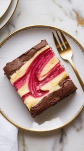 Rhubarb Cheesecake Swirl Brownies Recipe