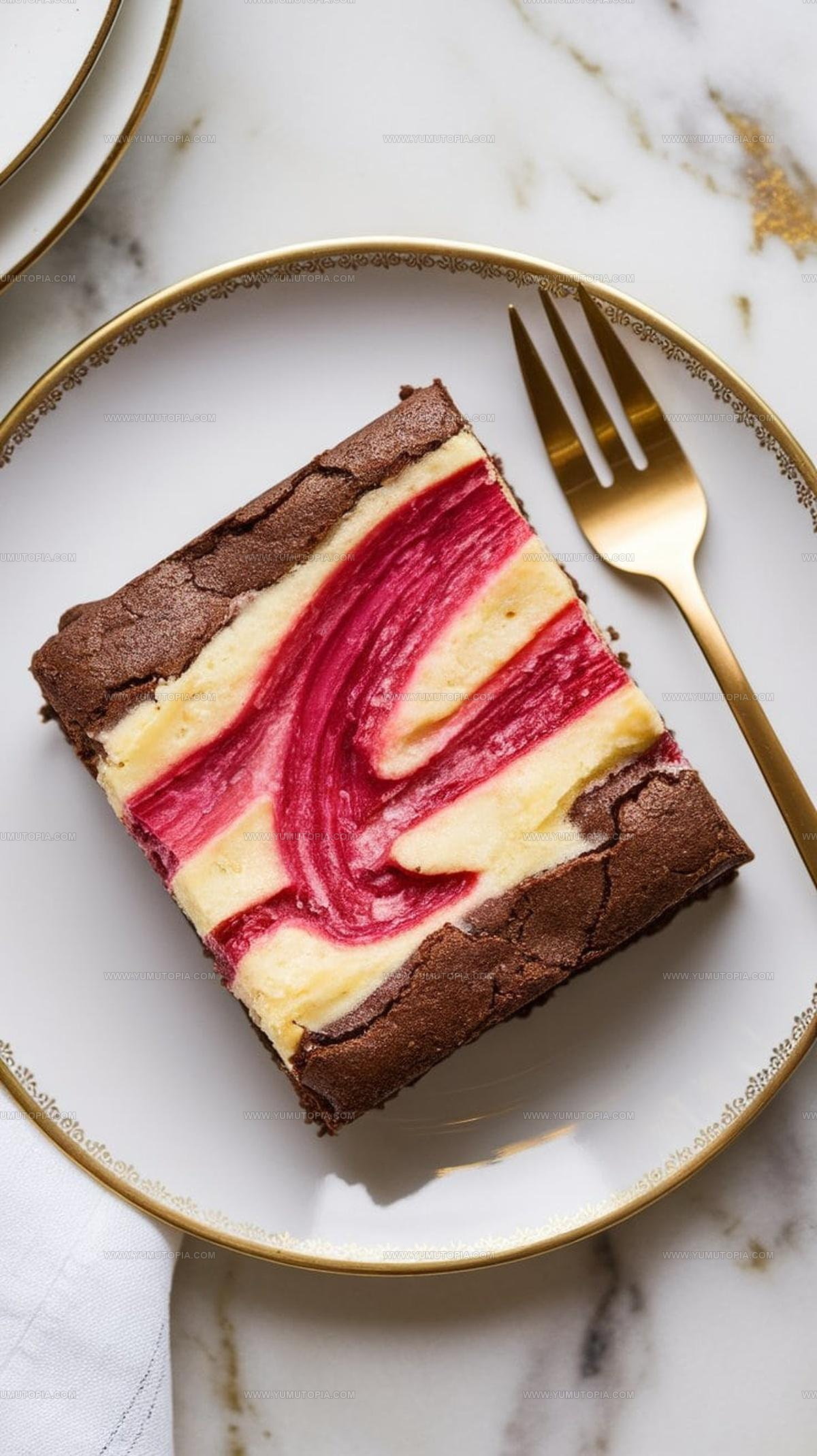 Rhubarb Cheesecake Swirl Brownies Recipe