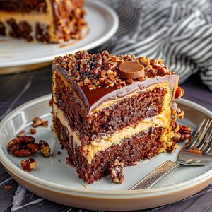 Candy-Studded Turtle Caramel Cake Recipe