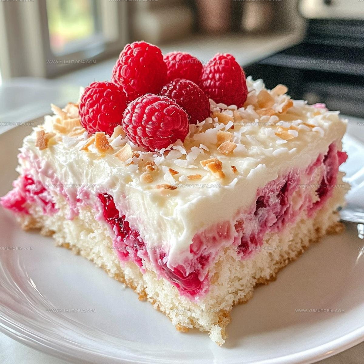 Coconut-Topped Raspberry Zinger Poke Cake Recipe