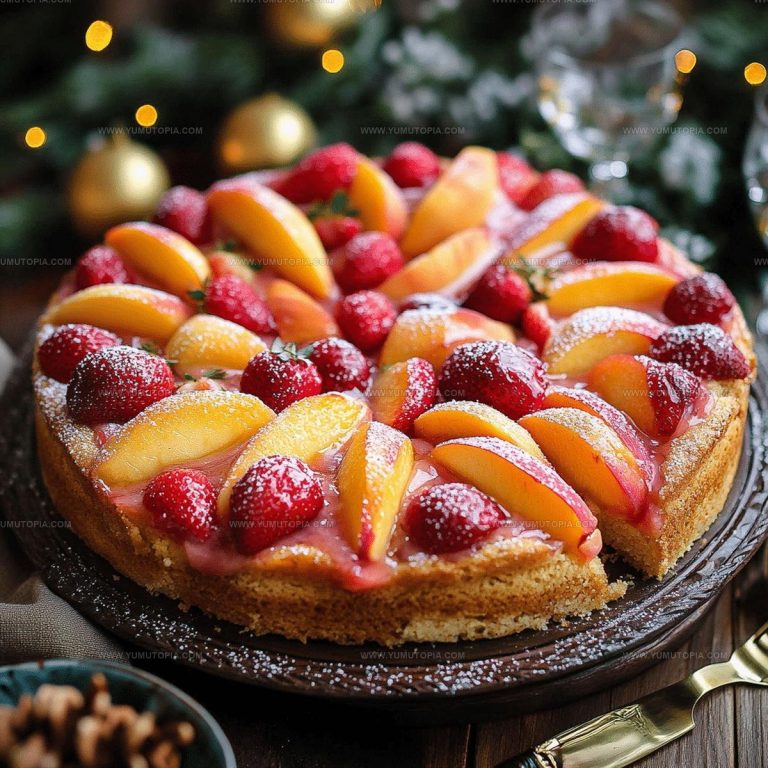 Light Strawberry Peach Cake Recipe