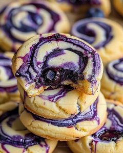 Creamy-Filled Blueberry Cheesecake Swirl Cookies Recipe