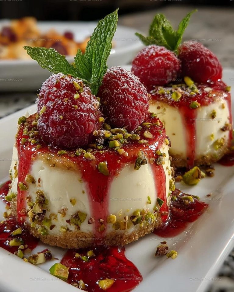 Sweet Pistachio & Raspberry Cheesecake Domes Recipe