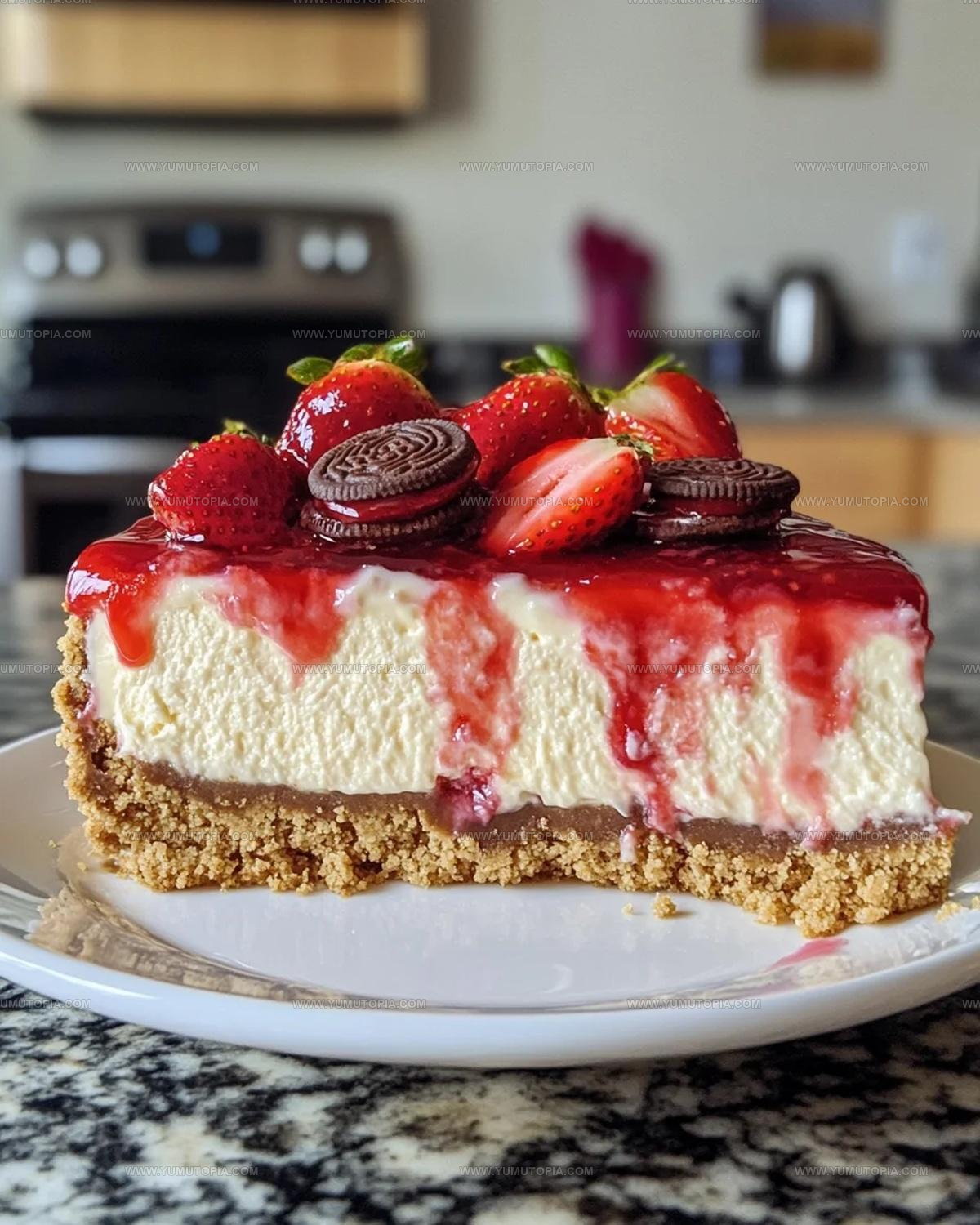 Crunch Topped Strawberry Crunch Cheesecake Recipe
