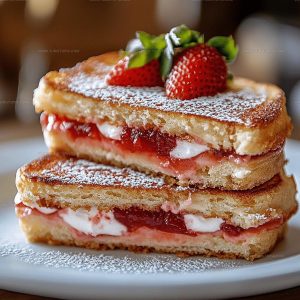 Skillet Fried Fried Strawberry Cheesecake Sandwiches Recipe