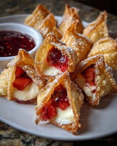 Deep-Fried Strawberry Cheesecake Wontons Recipe