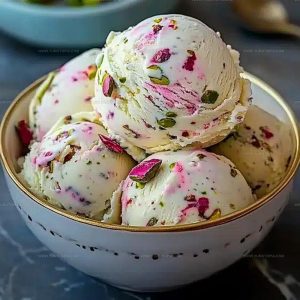 Floral Rose Pistachio Cheesecake Ice Cream Recipe