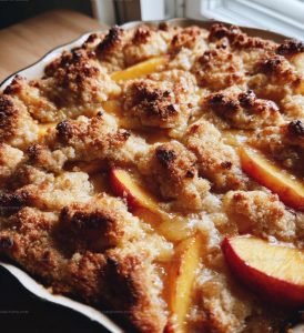 Hot Peach Cobbler Right Out Of The Oven Recipe