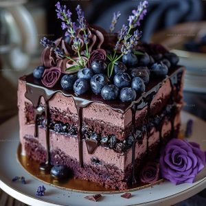 Lush Blueberry Chocolate Lavender Cake Recipe