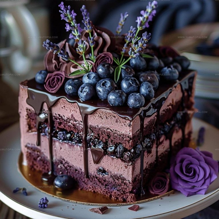 Lush Blueberry Chocolate Lavender Cake Recipe