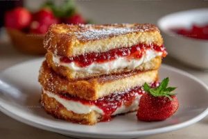 Crispy Fried Strawberry Cheesecake Sandwiches Recipe