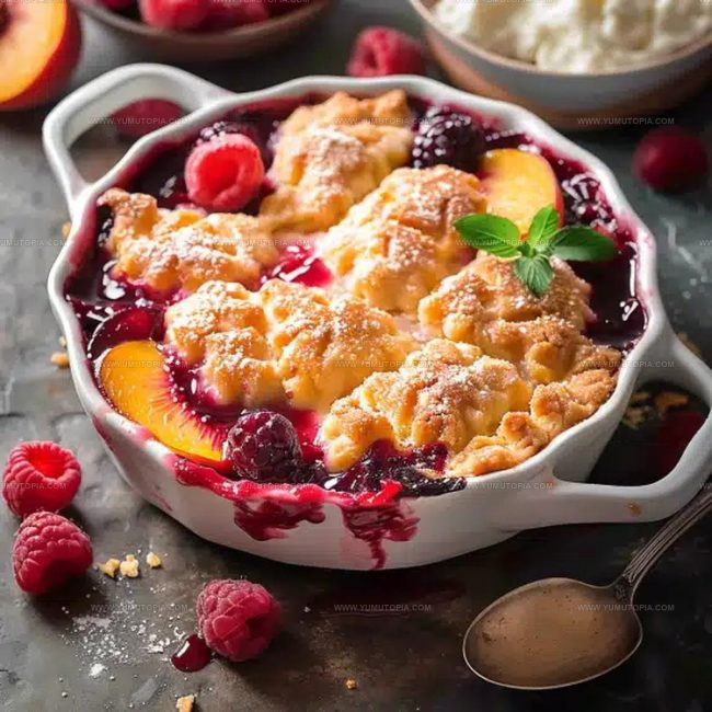 Peaches Raspberries and Topping Components