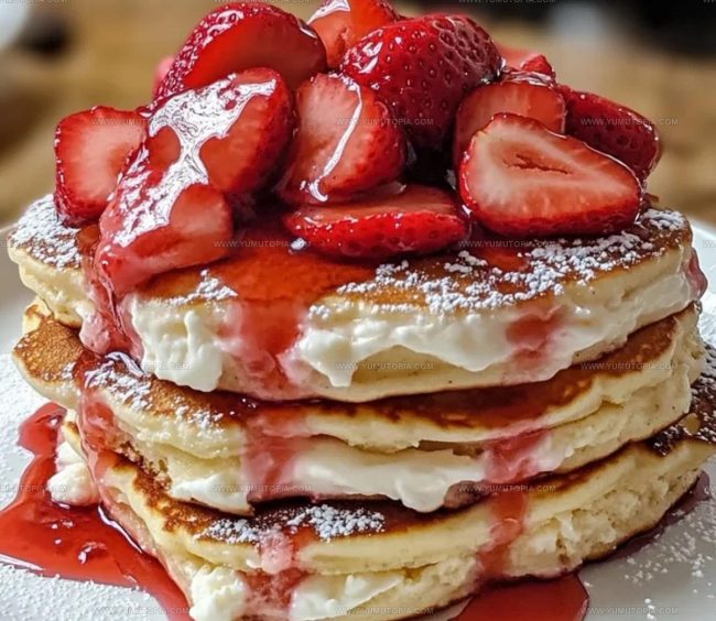 Preparing Strawberry Cheesecake Pancakes