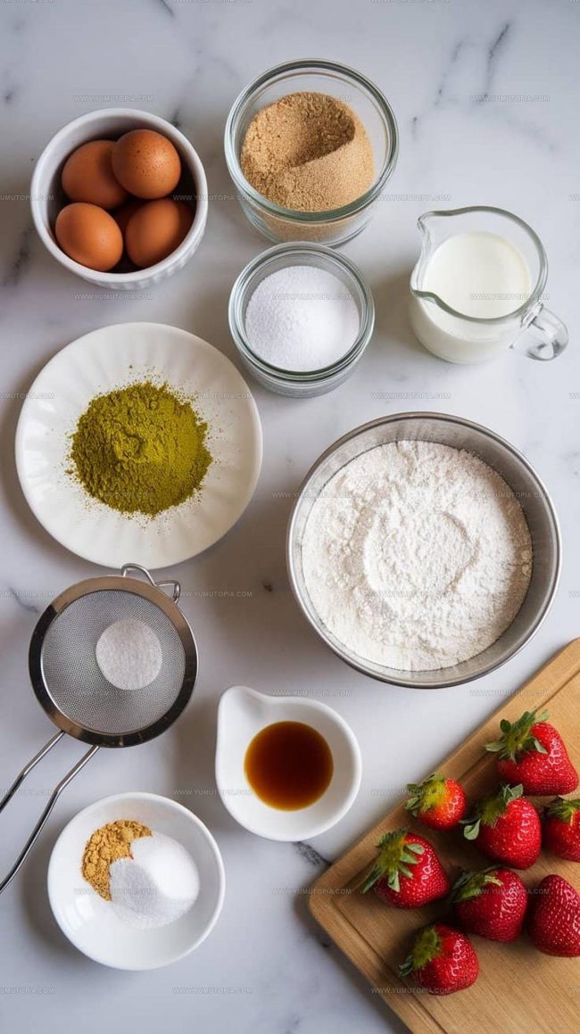 Matcha Chiffon Cake Sandwiches Ingredient Lineup