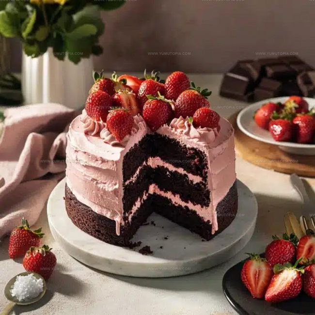 Chocolate Batter And Strawberry Layers That Shape Strawberry Chocolate Cake