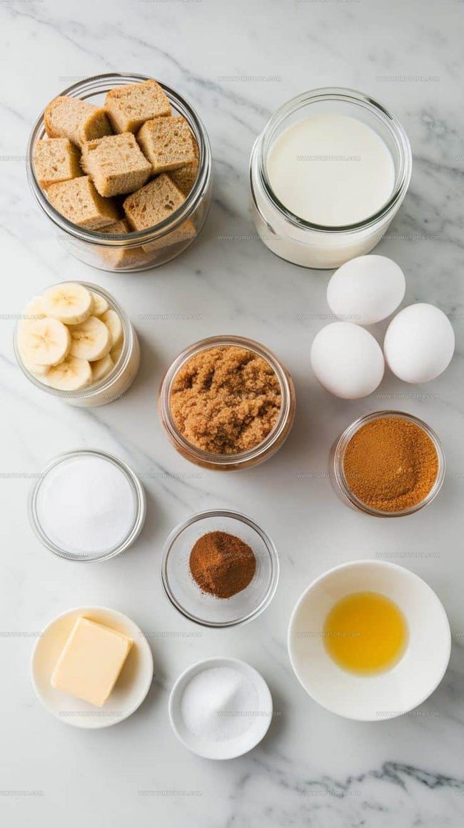 Banana Bread Pudding Cake Ingredient Essentials