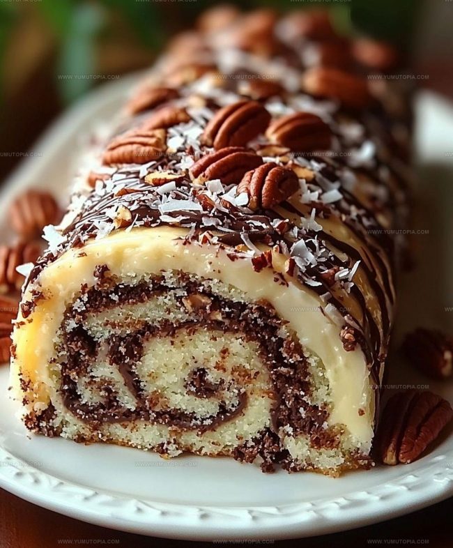 How to Roll German Chocolate Cake Log