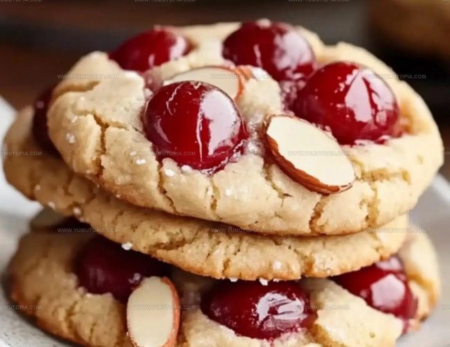 Steps Mixing Almond Dough and Cherry Bits