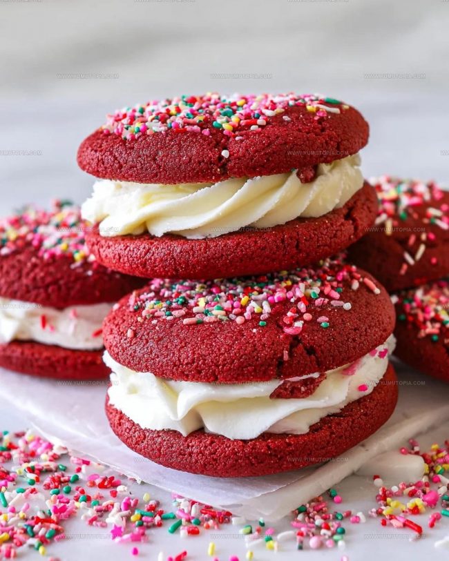 Preparing Red Velvet Cookie Sandwiches Step By Step