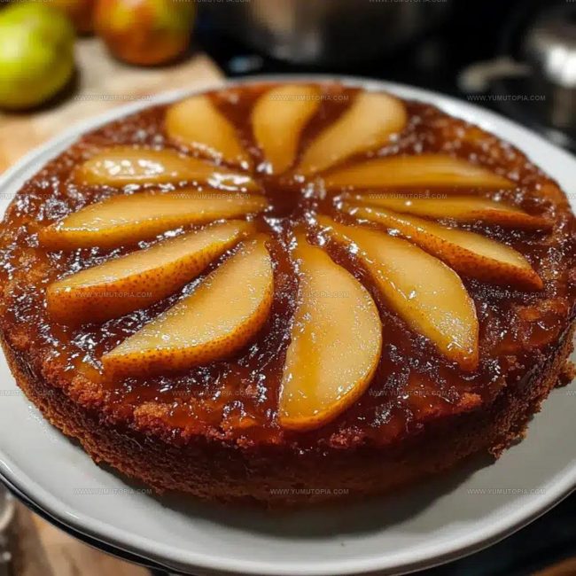Techniques for a Tender Spiced Pear Upside-Down Cake Crumb