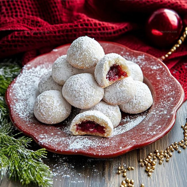 Favorite Things About Raspberry Filled Almond Snowball Cookies