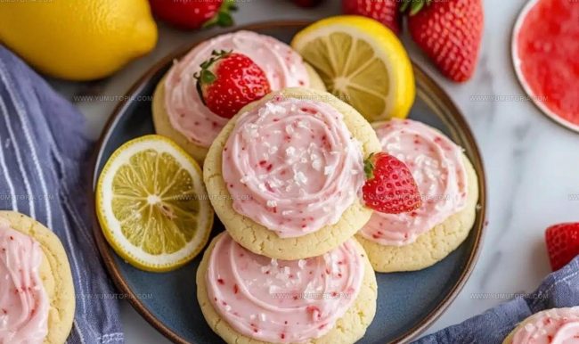 Steps Behind Soft Strawberry Lemonade Cookies
