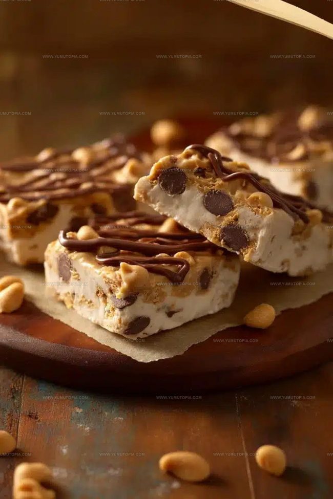 Serving Peanut Butter Chip Frozen Yogurt Bars Smooth and Cold